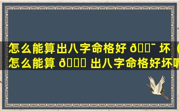 怎么能算出八字命格好 🐯 坏（怎么能算 🐘 出八字命格好坏呢）